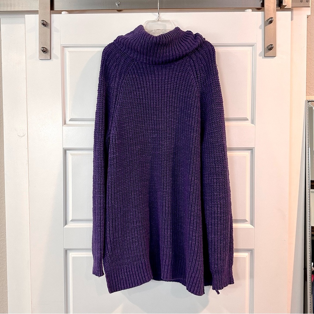 Lauren Ralph Lauren Purple Knit Turtleneck Tunic (Size L)